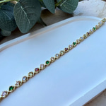 14K Altın Kaplama Renkli Taşlı Gold X Detaylı Bileklik (17+2 cm)