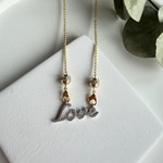 14K Altın Kaplama Taşlı Love Kolye (50 cm)