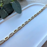 14K Altın Kaplama Taşlı Oval Bileklik (17+2 cm)