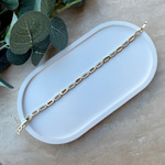 14K Altın Kaplama Taşlı Oval Bileklik (17+2 cm)