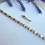 14K Altın Kaplama Yonca Taşlı Bileklik (17+2 cm)