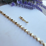 14K Altın Kaplama Yonca Taşlı Bileklik (17+2 cm)