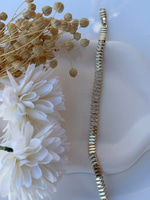 14K Altın Kaplama Zirkon Taşlı  Elips Model Bileklik (17+2 cm)