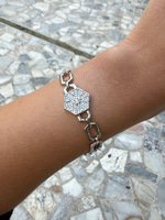 14K Özel Seri Altıgen Taşlı Silver Bileklik