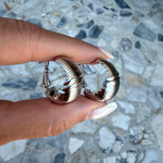 14K Özel Seri Çizgi Bombeli Silver Küpe 