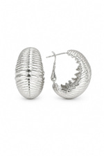 14K Özel Seri Çizgi Bombeli Silver Küpe