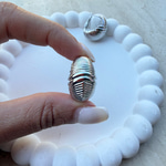 14K Özel Seri Çizgi Bombeli Silver Küpe 