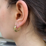14K Özel Seri Çizgili Gold Halka Küpe
