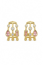 14K Özel Seri Çoklu Görünümlü Pembe Küpe