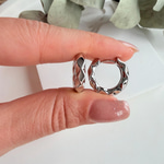 14K Özel Seri Geometrik Desen Mini Halka Küpe (Silver)
