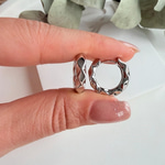 14K Özel Seri Geometrik Desen Mini Halka Küpe (Silver)