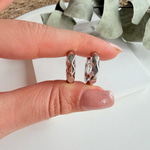 14K Özel Seri Geometrik Desen Mini Halka Küpe (Silver)