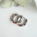 14K Özel Seri Geometrik Desen Mini Halka Küpe (Silver)