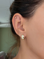 14K Özel Seri  Gold Yonca Taşlı Halka Küpe