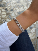 14K Özel Seri İkili Damla Model Bileklik (17+2 cm - Silver)