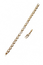 14K Özel Seri İkili Damla Model Bileklik (17+2 cm - Gold)