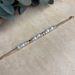 14K Özel Seri İncili Çift Zincir Bileklik (17+3 cm)