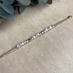 14K Özel Seri İncili Çift Zincir Bileklik (17+3 cm)