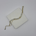 14K Özel Seri İncili Çift Zincir Bileklik (17+3 cm)