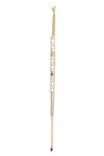 14K Özel Seri İncili Çift Zincir Bileklik (17+3 cm)