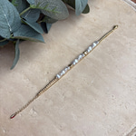 14K Özel Seri İncili Çift Zincir Bileklik (17+3 cm)