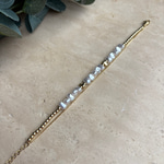 14K Özel Seri İncili Çift Zincir Bileklik (17+3 cm)