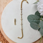 14K Özel Seri Kalpli Taşlı Zarif Zincir Bilekllik (17+2 cm)