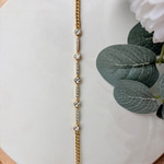14K Özel Seri Kalpli Taşlı Zarif Zincir Bilekllik (17+2 cm)