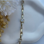 14K Özel Seri Kare Taşlı İnce Zarif Bileklik (17+2 cm)
