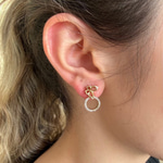 14K Özel Seri Kelebek Taşlı Halkalı Mini Küpe
