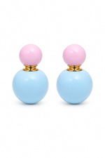 14K Özel Seri Mavi Pembe Top Küpe