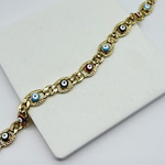 14K Özel Seri Nazar Boncuklu Zincir Bileklik (19+3 cm)