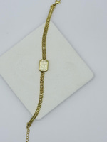 14K Özel Seri ortası Sekizgen Taşlı Zincir Bileklik (17+3 cm)