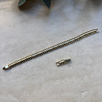 14K Özel Seri Ortası Taşlı Boğumlu Gold Bileklik (17+2 cm)