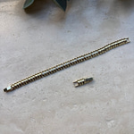 14K Özel Seri Ortası Taşlı Boğumlu Gold Bileklik (17+2 cm)