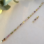 14K Özel Seri Pastel Renkli Taşlı Bileklik (17+2 cm)
