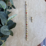14K Özel Seri Renkli Taşlı Kalpli Tamtur Bileklik (17+2 cm)