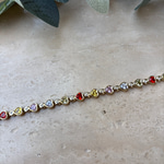 14K Özel Seri Renkli Taşlı Kalpli Tamtur Bileklik (17+2 cm)