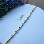 14K Özel Seri Şekilli Renkli Taşlı Bileklik (17+2 cm)