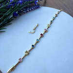 14K Özel Seri Şekilli Renkli Taşlı Bileklik (17+2 cm)