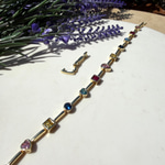 14K Özel Seri Şekilli Renkli Taşlı Bileklik (17+2 cm)