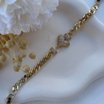 14K Özel Seri Taşlı Kalp Figürlü Zincir Bileklik (17+2 cm)