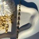 14K Özel Seri  Yarım Top Detaylı Taşlı Zincir Bileklik  (17+2 cm)
