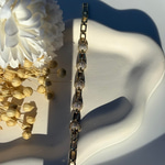 14K Özel Seri  Yarım Top Detaylı Taşlı Zincir Bileklik  (17+2 cm)