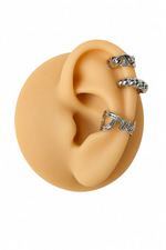 3'lü Silver Earcuff