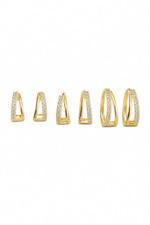 6lı Gold Küpe Seti (Kare)
