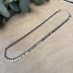 Altın Kaplama Kare Pullu Gümüş Renk Zincir Kolye (45+5 cm)