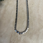 Altın Kaplama Kare Pullu Gümüş Renk Zincir Kolye (45+5 cm)
