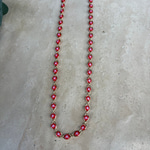Altın Kaplama Kırmızı Beyaz Yıldızlı Zincir Kolye (70 cm)