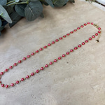 Altın Kaplama Kırmızı Beyaz Yıldızlı Zincir Kolye (70 cm)